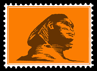 Image showing vector silhouette of the sphinx on postage stamps