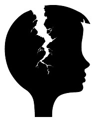 Image showing vector silhouette head with rift on white background