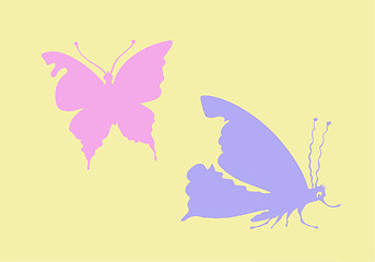 Image showing vector silhouette butterfly on yellow background