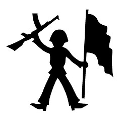 Image showing vector silhouette of the soldier on white background