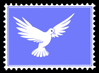 Image showing vector drawing dove on postage stamps