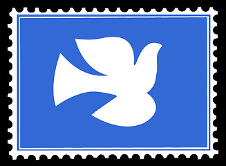 Image showing vector silhouette dove on postage stamps