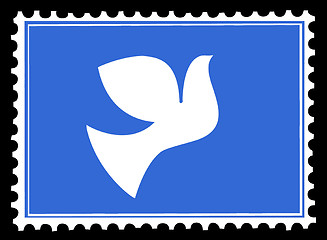 Image showing vector silhouette dove on postage stamps