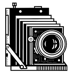 Image showing retro camera on white background. vector