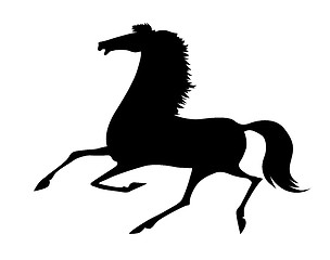 Image showing vector silhouette running horse on white background