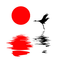 Image showing vector silhouette of the crane on white background