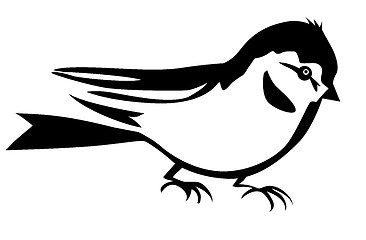 Image showing vector silhouette of the small bird on white background