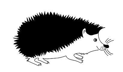 Image showing vector silhouette hedgehog on white background