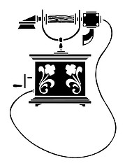 Image showing vector silhouette of the old telephone on white background