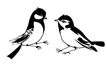 Image showing vector silhouette of the small bird on white background