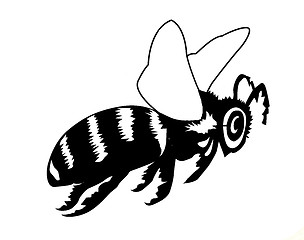 Image showing vector silhouette of the bee on white background