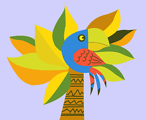 Image showing vector drawing of the parrot on palm