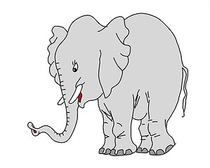 Image showing vector drawing elephant on white background