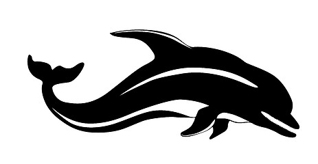 Image showing vector silhouette dolphin on white background