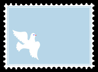 Image showing vector silhouette dove on postage stamps