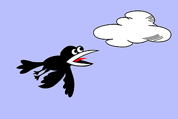 Image showing vector silhouette ravens on cloudy background