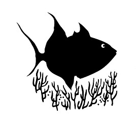 Image showing vector silhouette of sea fish on white background
