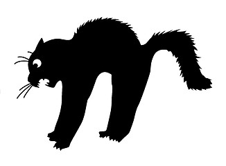 Image showing vector silhouette of the cat on white background