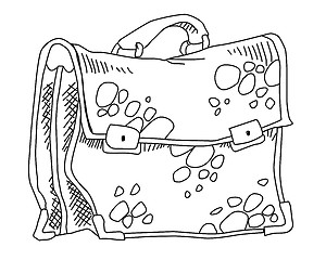 Image showing vector sketch old briefcase on white background