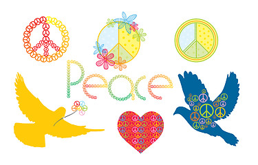 Image showing set of peace symbols