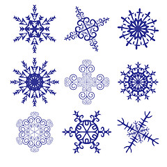 Image showing set of different snowflakes