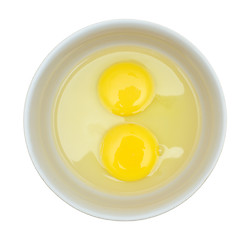 Image showing Crude eggs in a plate.