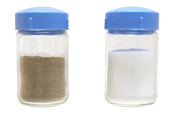 Image showing Black ground pepper and salt.