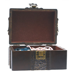 Image showing Open old wooden casket.