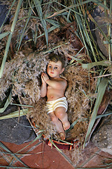 Image showing A baby Jesus figure on Christmas, Tabgha-Church of St. Peter's P