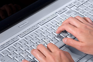 Image showing hand laptop