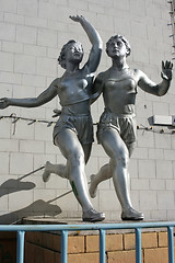 Image showing sculpture of  running women