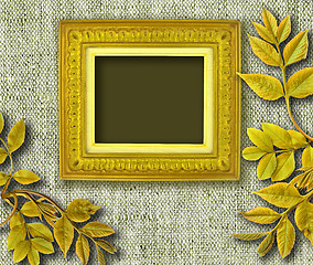 Image showing  grunge golden frame with leafs