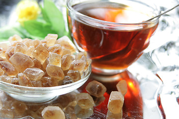 Image showing brown sugar with tea