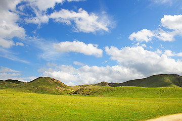 Image showing meadow with  mountain landscape