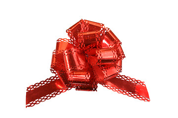 Image showing Big red holiday bow on white background 