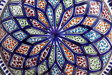 Image showing Tunisian colorful oriental pottery