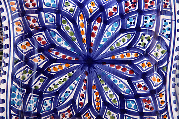 Image showing Tunisian colorful oriental pottery