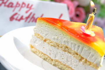 Image showing cake with candle for birthday   