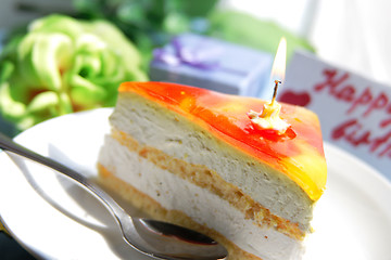 Image showing Pastry with candle for birthday
