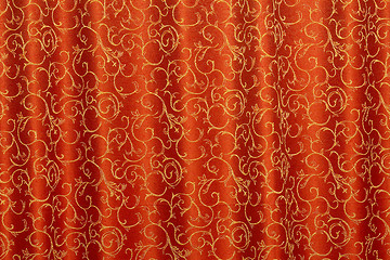 Image showing floral  red curtain as background