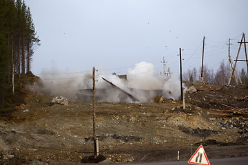 Image showing Blasting operations in the construction of roads