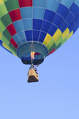 Image showing Hot-air balloon floating with view of gondola and burner ignitio