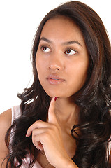 Image showing Pretty Asian woman thinking.