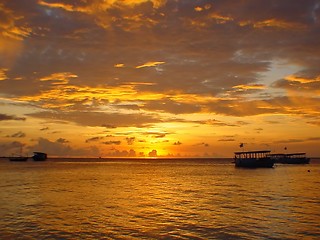 Image showing boats in sunset