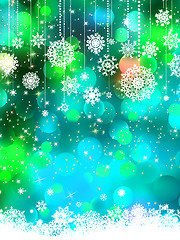 Image showing Abstract green blue winter with snowflakes. EPS 8