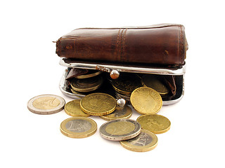 Image showing purse with eurocents