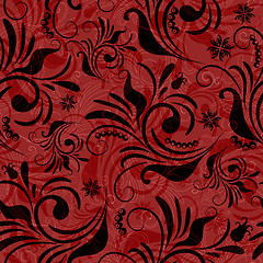 Image showing Red seamless floral pattern