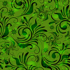 Image showing Green seamless floral pattern