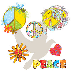 Image showing set of various peace symbols