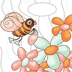 Image showing vector cute bee collects nectar